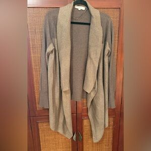LOFT Multi-tone Women's Open Front Cardigan in Taupe & Brown